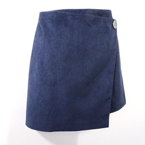Theory  IWG Wrap Skirt Brilliant Skirt  Navy Fulton Fuax Suede Skirt  NWT 195 - Picture 4 of 14